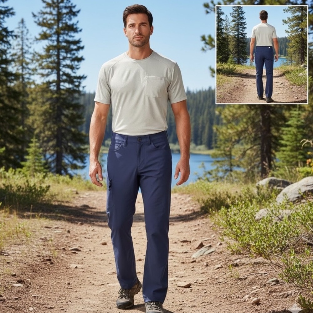 ORVIS Navy Tech Water
Resistant Stretch Zippered
Cargo Pocket Pant 34× 30 NWOT